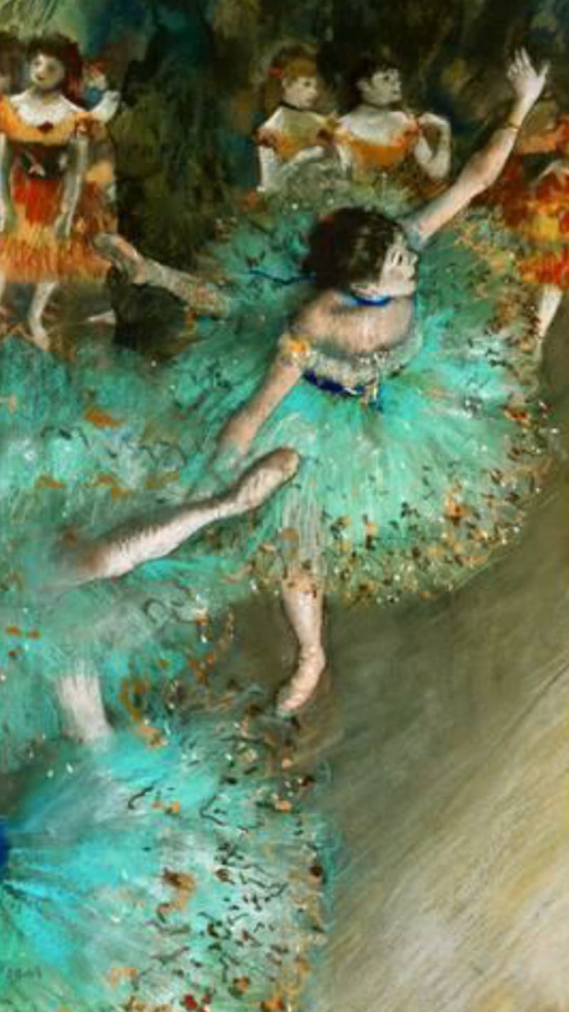 Degas1, art, ballerinas, dancers, degas, painting, HD phone wallpaper