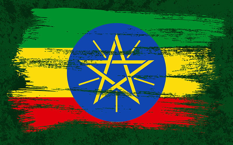 Flag of Ethiopia, grunge flags, African countries, national symbols, brush stroke, Ethiopian flag, grunge art, Ethiopia flag, Africa, Ethiopia, HD wallpaper