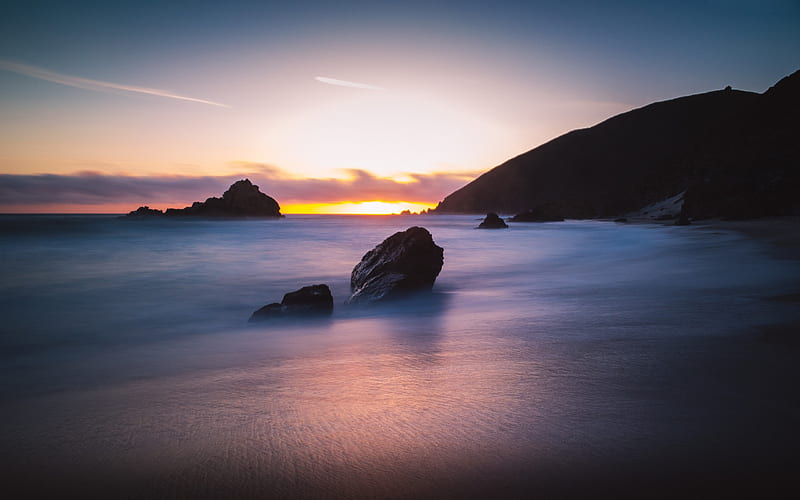 Pfeiffer Beach California tourism Sunset-nature, HD wallpaper