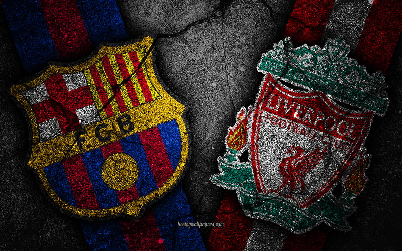 Barcelona vs Liverpool, UEFA Champions League, semifinals, creative, Barcelona FC, Liverpool FC, black stone, FC Barcelona vs Liverpool FC, semi-finals, UEFA, FCB, HD wallpaper