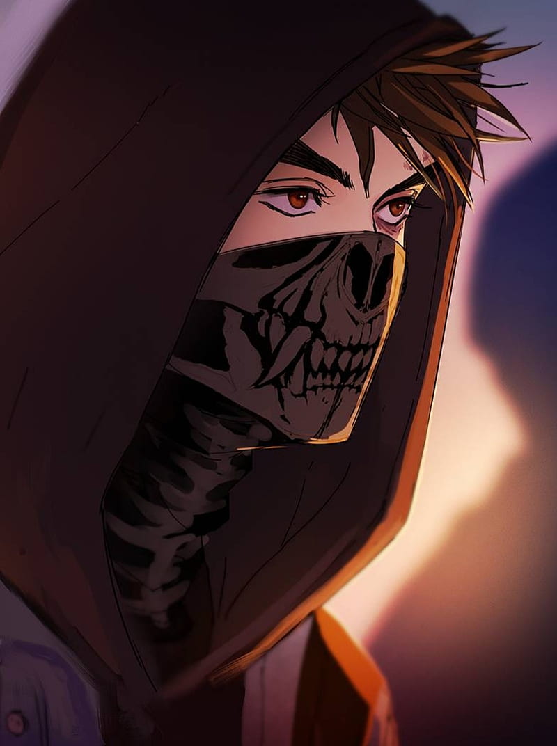 Masked, anime boy, anime mask, ghost, ivan, HD phone wallpaper