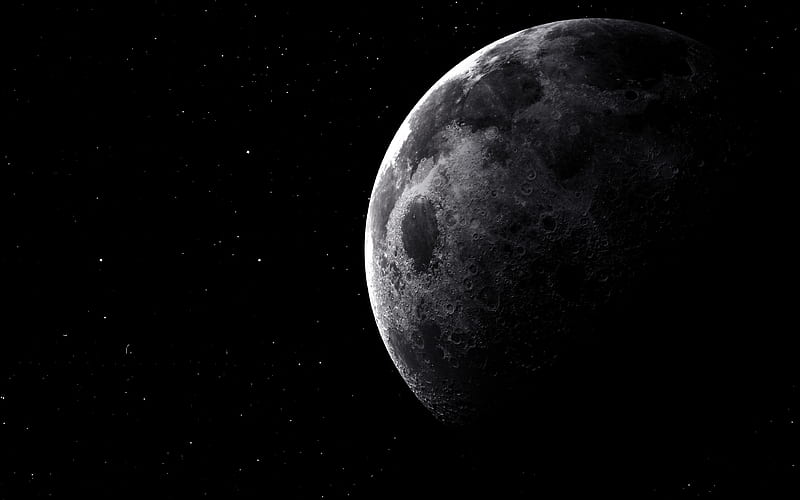 moon, black sky, galaxy, sci-fi, moon from space, background with moon, HD wallpaper