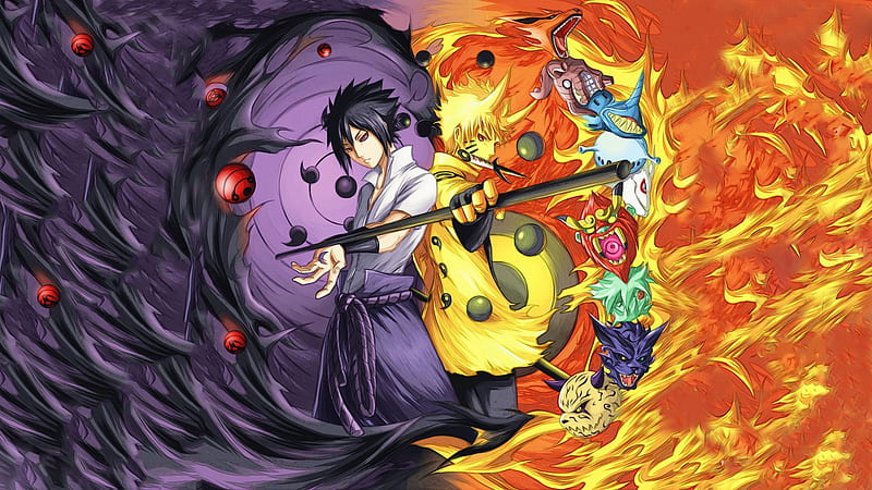 Naruto, Naruto Uzumaki , Sasuke Uchiha, HD wallpaper
