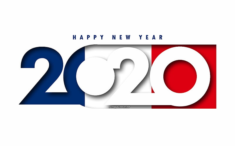 France 2020, Flag of France, white background, Happy New Year France, 3d art, 2020 concepts, France flag, 2020 New Year, 2020 France flag, HD wallpaper