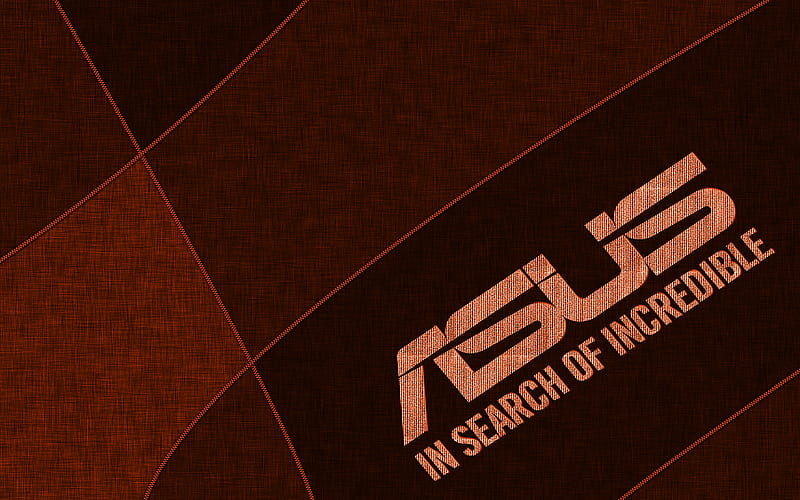 Asus orange logo creative, orange fabric background, Asus logo, brands, Asus, HD wallpaper
