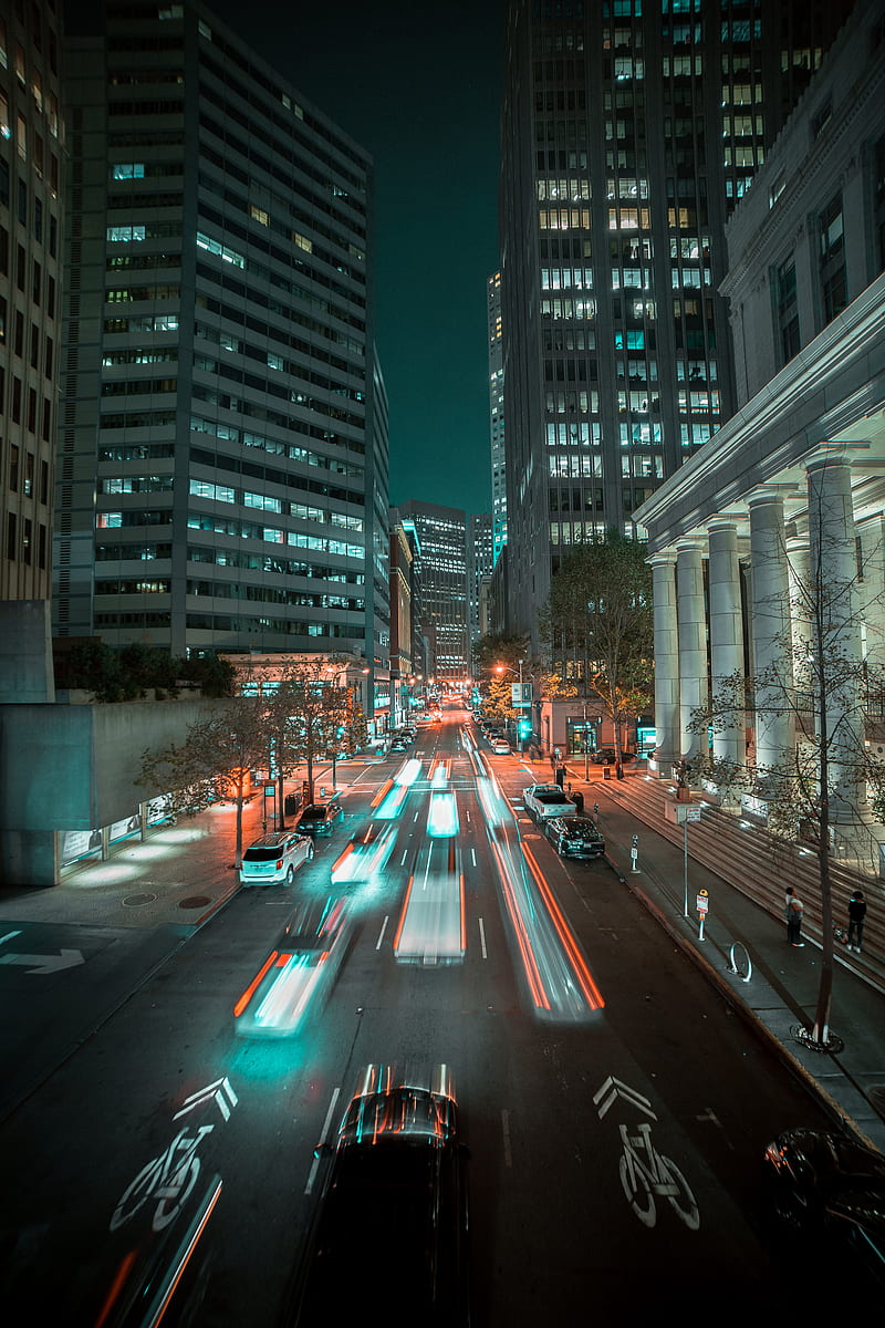 Cars on Road in City during Night Time, HD phone wallpaper