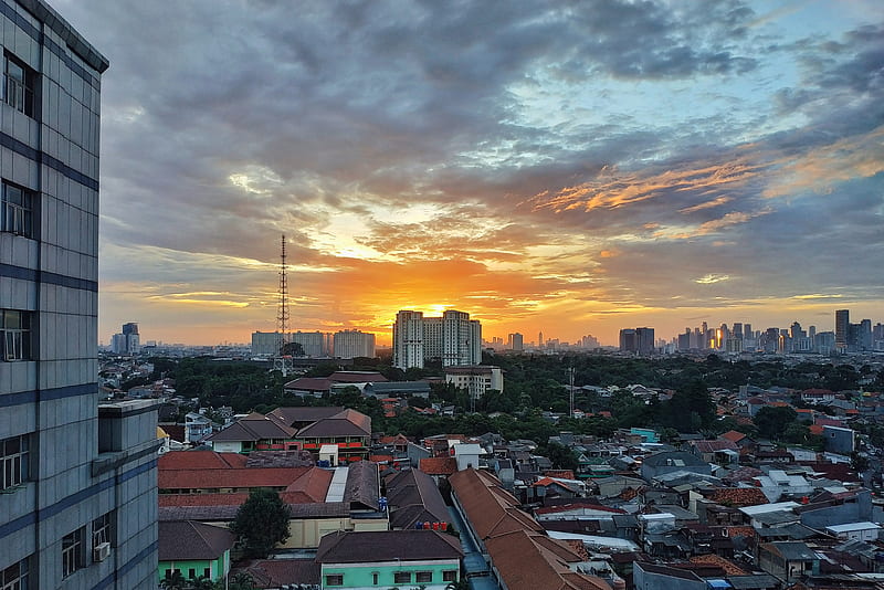 Sunset, jakarta, HD wallpaper