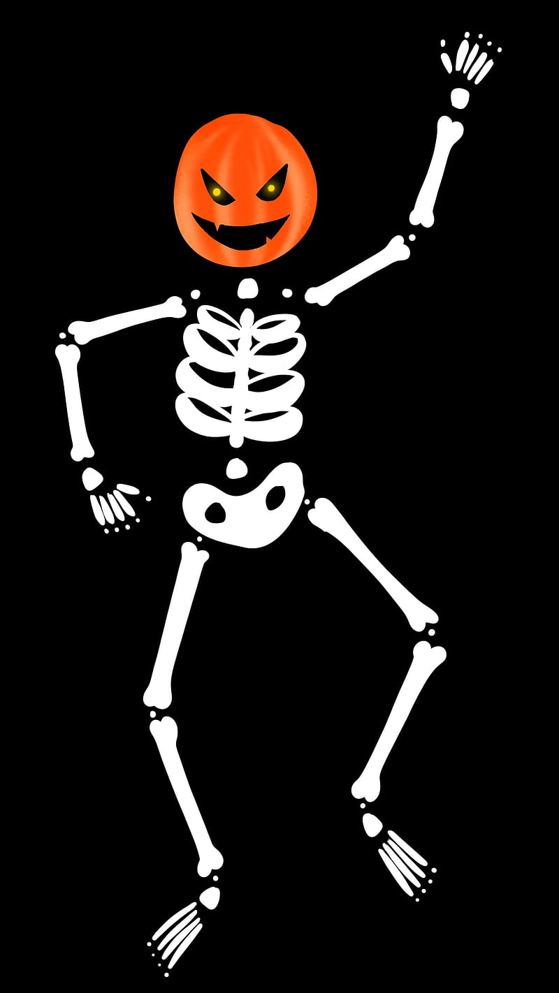 halloween here, halloween, black, bone, bones, celebration, celebratе, cute, dark, death, face, funny, haha, happy, jaw man, orange, pumpkin, punpkins, skelet, skeleton, weekend, white, HD phone wallpaper