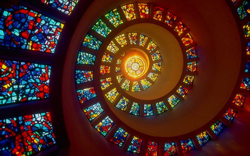 Spiral Stained Glass Ceiling, Ceiling, Sky Lights, Sky Light, Spiral, Stained Glass, HD wallpaper