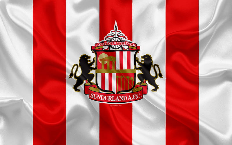 Sunderland FC, Football League Championship, silk flag, emblem, logo Sunderland, UK, English football club, Second League, football, HD wallpaper