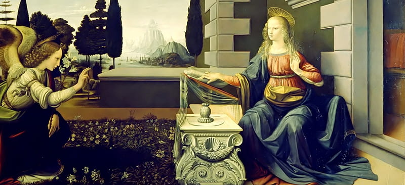 Leonardo Da Vinci_The Annunciation 1472–1475 Uffizi Florence_Italy, Italia,  Italy, HD wallpaper | Peakpx