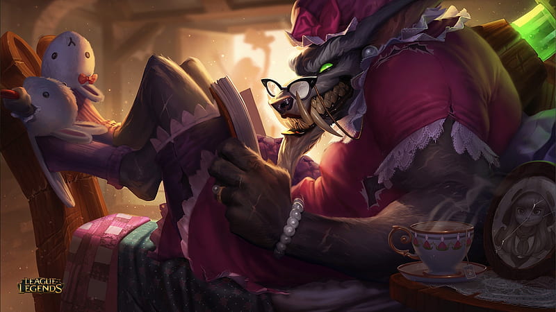 Warwick, fantasy, game, wolf, funny, grand-mother, pink, league of legends,  HD wallpaper | Peakpx