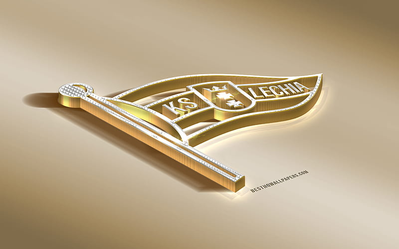 Lechia Gdansk, Polish football club, golden silver logo, Gdansk, Poland, Ekstraklasa, 3d golden emblem, creative 3d art, football, HD wallpaper