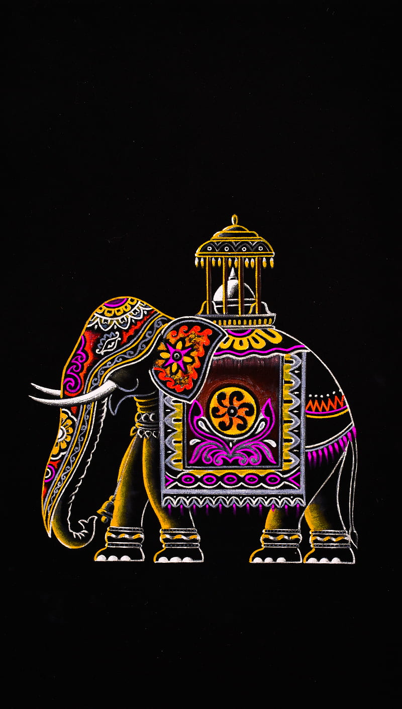 Elephat Oil Paint, king, paint, art, oil, elephant, crown, royal, HD phone wallpaper