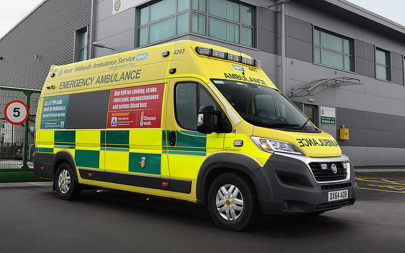 Ambulance, Fiat Ducato, 2017, United Kingdom, new minivans, Fiat, ambulance car, special services, HD wallpaper