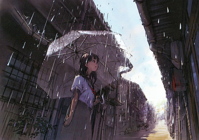 Raining, pretty, umbrella, bonito, drops, woman, student, sweet, anime,  beauty, HD wallpaper | Peakpx