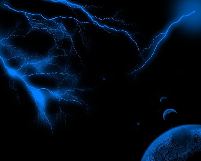 Blue Lightning, blue planets, space, darkness, night, HD wallpaper | Peakpx