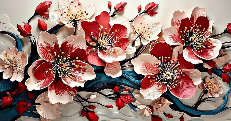*Flowers*, Bukiet, Flowers, Grafika, Red, HD wallpaper