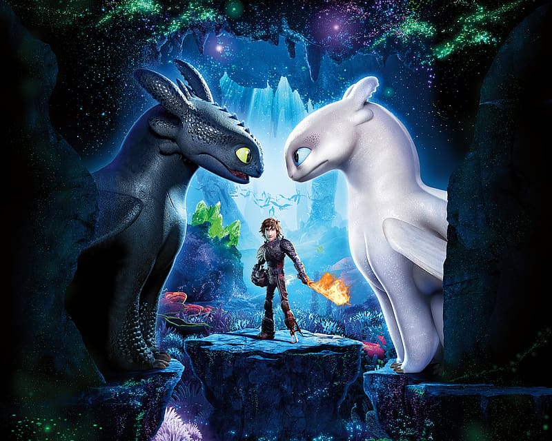Movie, Toothless (How To Train Your Dragon), Hiccup (How To Train Your Dragon), How To Train Your Dragon, How To Train Your Dragon: The Hidden World, White Night Fury, HD wallpaper