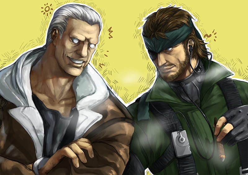 Time To Find Out Who Is Better!, Anime Guy, Video Game, Batou, Anime, Snake, Smile, White Hair, Ghost In The Shell, Cigar, Beard, Video Game Guy, Cyborg, Blue Eyes, Crossover, Eye Patch, Metal Gear, Brunette, Robotic Eyes, HD wallpaper