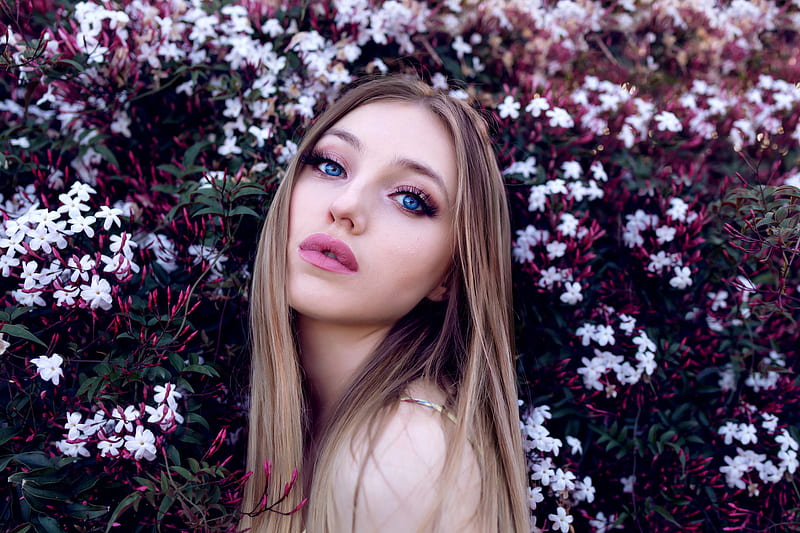 Blue Eyes Blonde Girl Portrait, blue-eyes, girls, model, HD wallpaper