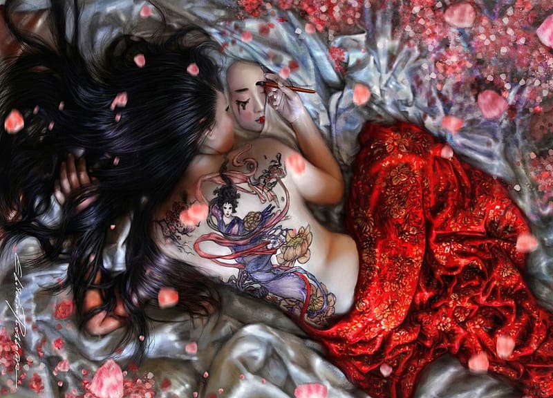 Tattoo, Artistic, Oriental, Makeup, HD wallpaper