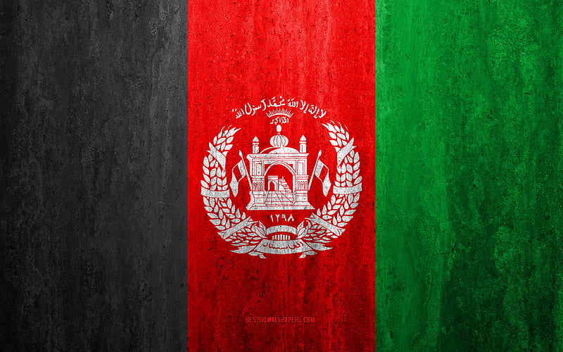 Flag of Afghanistan stone background, grunge flag, Asia, Afghanistan flag,  grunge art, HD wallpaper