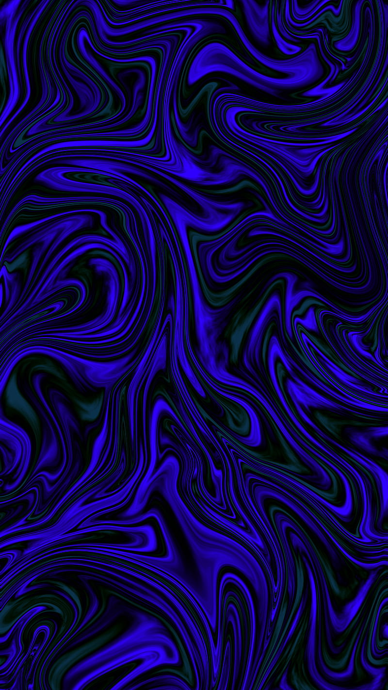 Abstract blue liquid, fluid, fluorescent, glow, oil, waves, HD phone wallpaper
