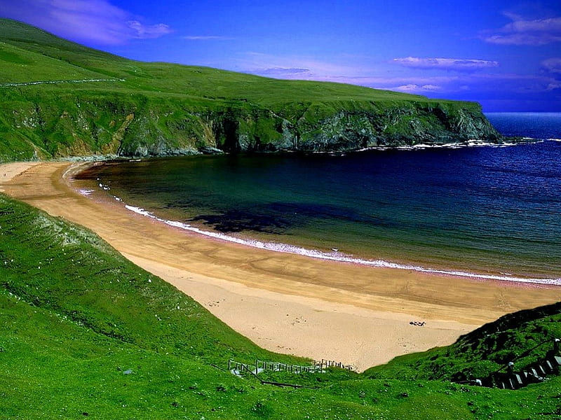 Beach in Ireland, beach, sand, water, ireland, ocean, cliff, sea, HD wallpaper