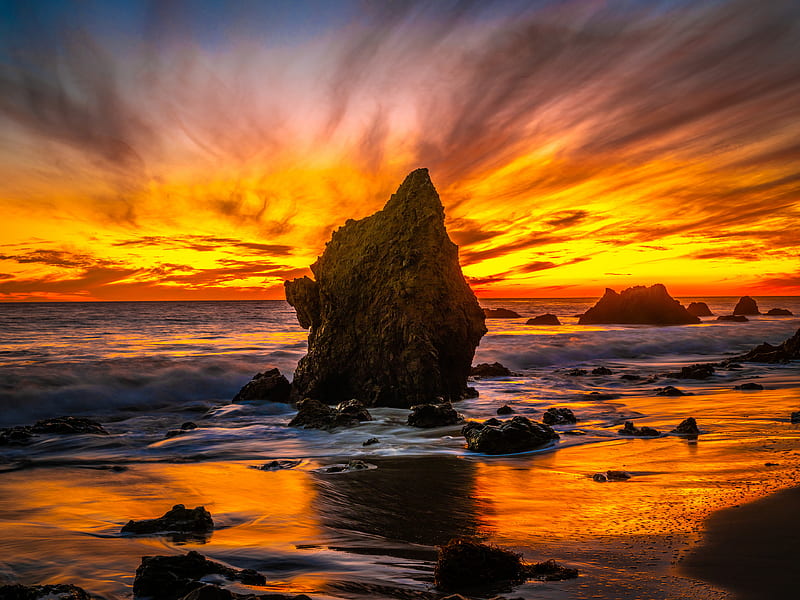 Earth, Sunset, California, Horizon, Nature, Ocean, HD wallpaper