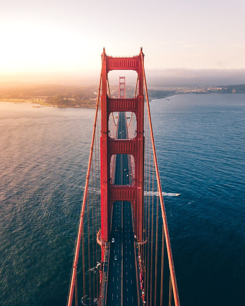 landscape, bridge, Golden Gate Bridge, suspension bridge, sea, USA, HD phone wallpaper