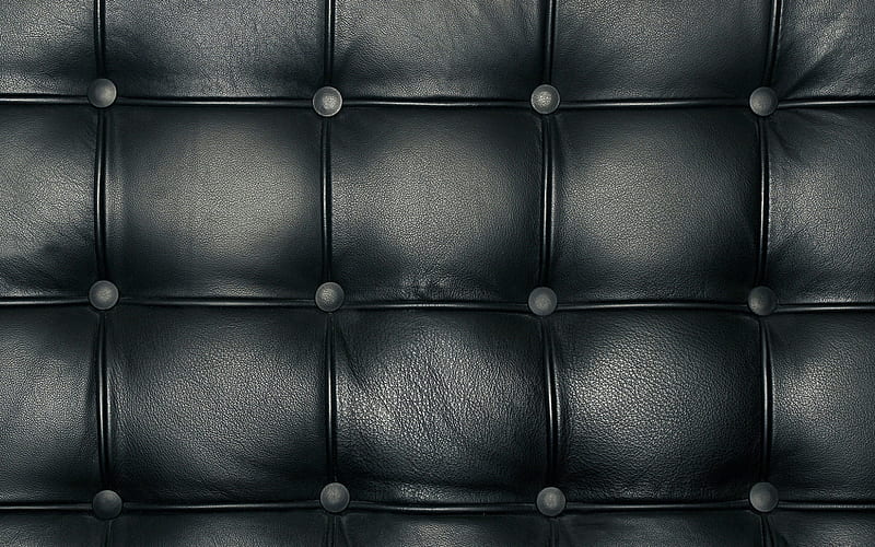 leather texture with buttons, black leather, sofa, furniture, fabric texture, HD wallpaper