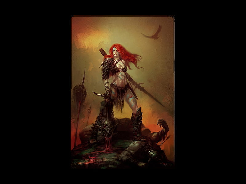 Amazonian, red, female, warrior, amazon, HD wallpaper