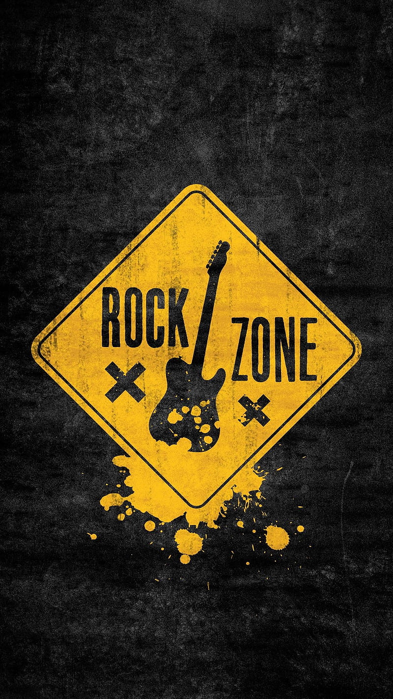 Rock, guitar, music, sayings, sign, yellow, HD phone wallpaper