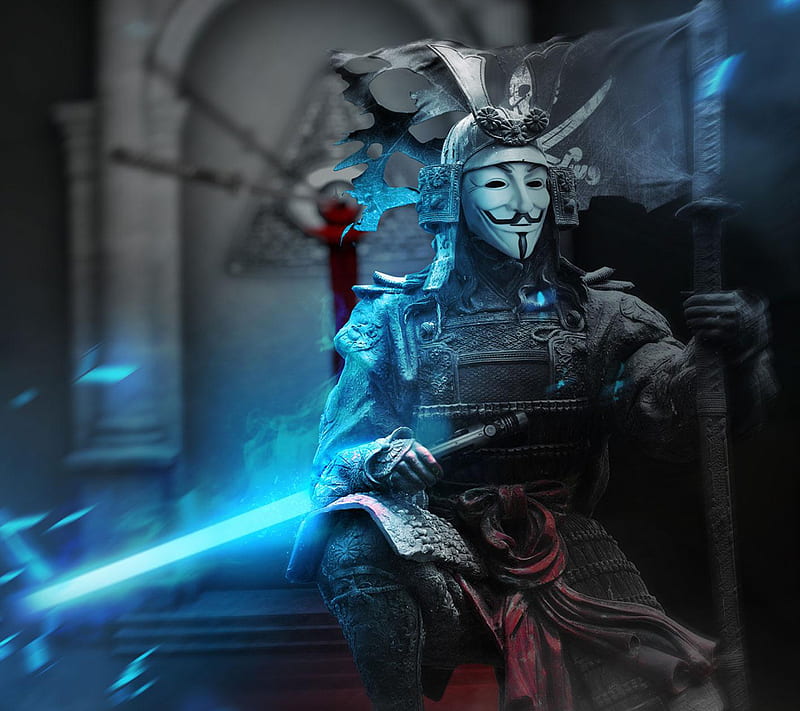 Anonymous Samurai, japan, light, lightsaber, warrior, HD wallpaper