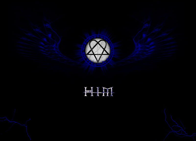 Η Ι Μ, music, band, black, him, heartagram, metal, logo, lovemetal, dark, blue, HD wallpaper