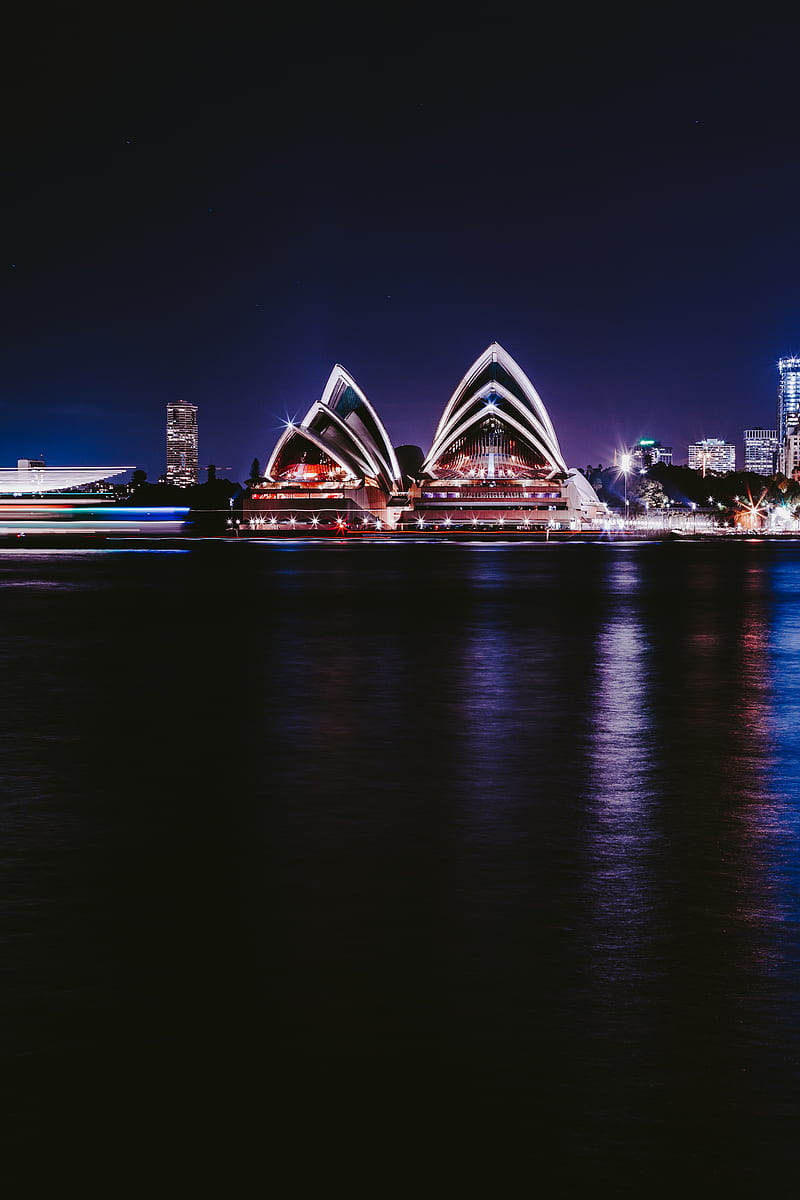 night city, architecture, city lights, sydney, australia, HD phone wallpaper