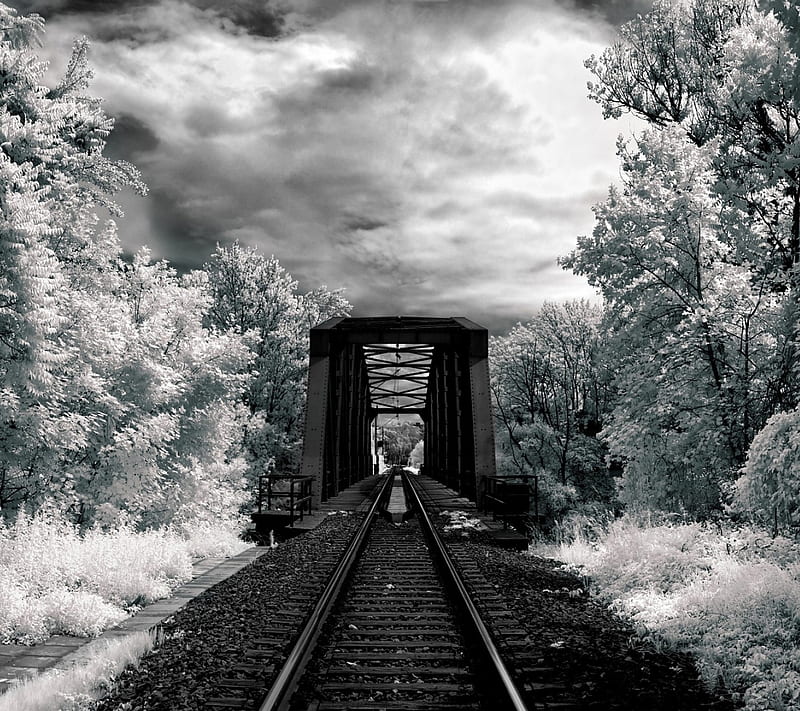 Iron Rail, art, artistic, bridge, HD wallpaper