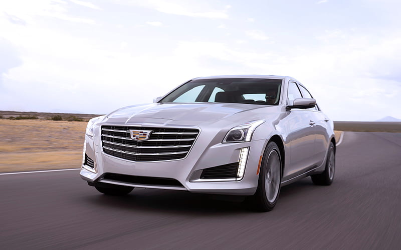 Cadillac CTS Sedan, 2018 front view, business class, white CTS, American cars, Cadillac, HD wallpaper