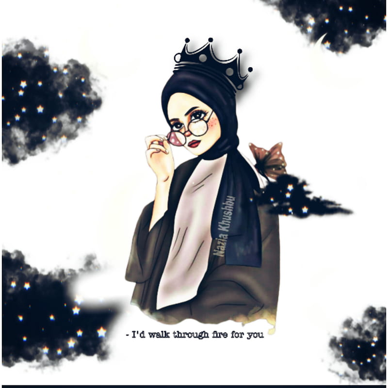 Black hijabi girl, aesthetic, anime, attitude, cloud, croun, cute, glass,  HD phone wallpaper | Peakpx