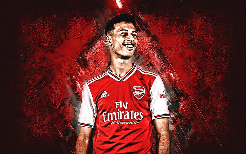Gabriel Martinelli, Brazilian football player, Arsenal FC, portrait, red stone background, Premier League, England, football, HD wallpaper