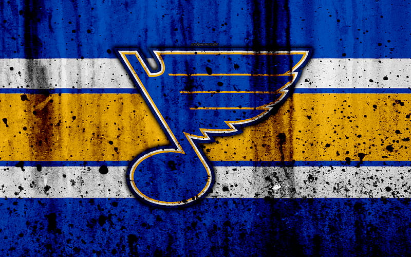 St Louis Blues, grunge, NHL, hockey, art, Western Conference, USA, logo, stone texture, Central Division, HD wallpaper