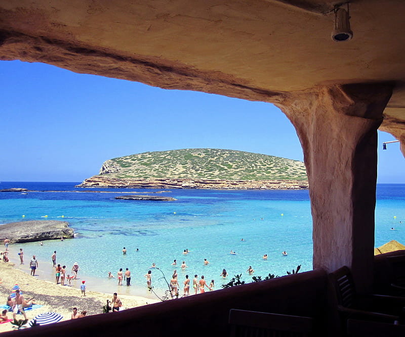 Platges de Comte Ibiza, ocean, beach, graphy, sand, water, beaches, people, summer, nature, island, blue, HD wallpaper