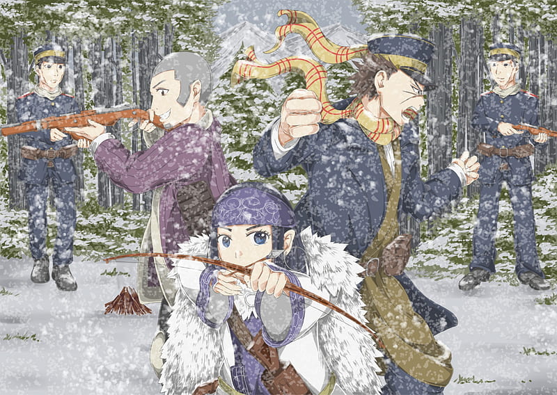 golden kamuy, asirpa, sugimoto saichi, shiraishi yoshitake, Anime, HD wallpaper