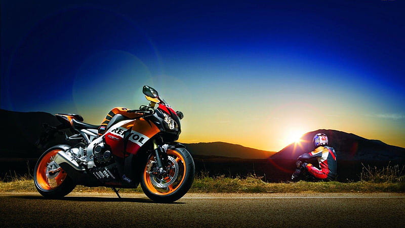 Bike With Background Of Sunset And Blue Sky Gambar, HD wallpaper | Peakpx