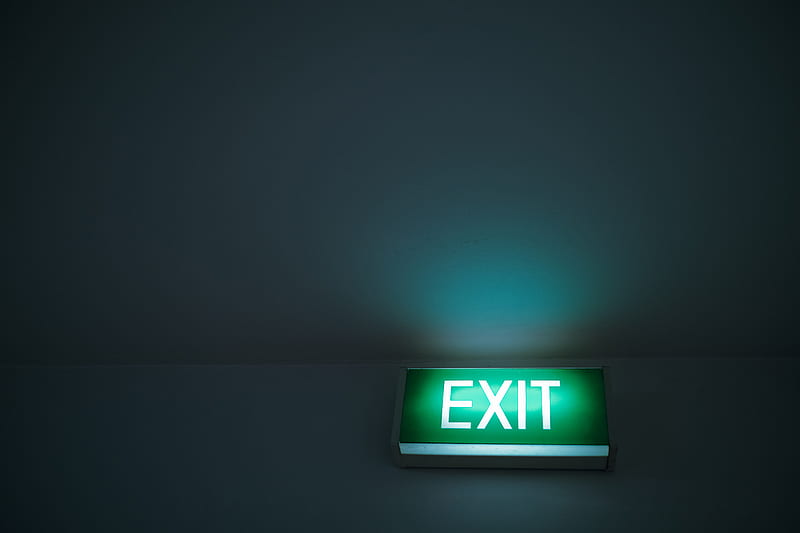 green and white exit sign, HD wallpaper