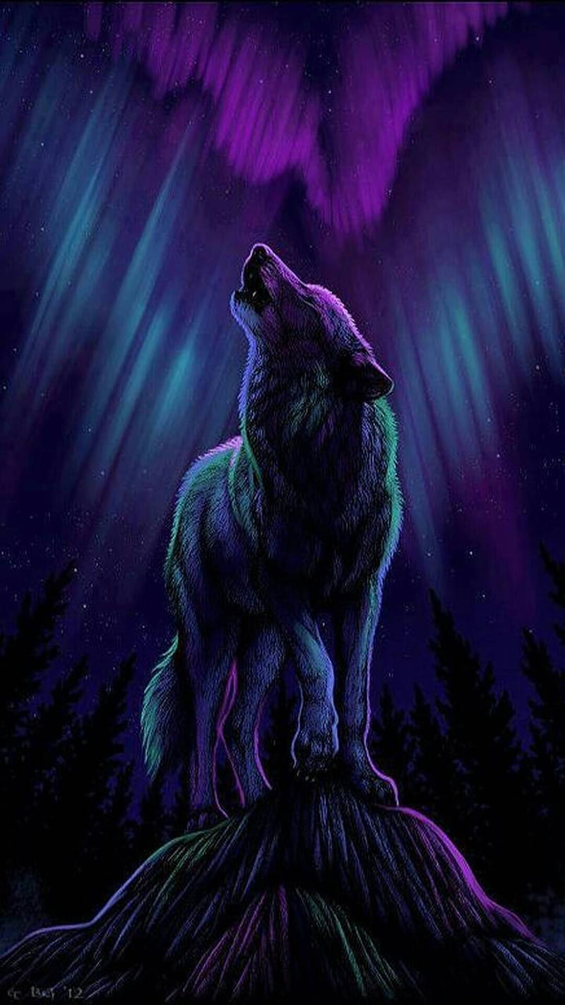 howl, moon, wolf, HD phone wallpaper