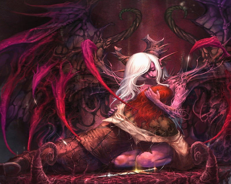 A Demon's Loss, Female, Death, Love, Demon, HD wallpaper