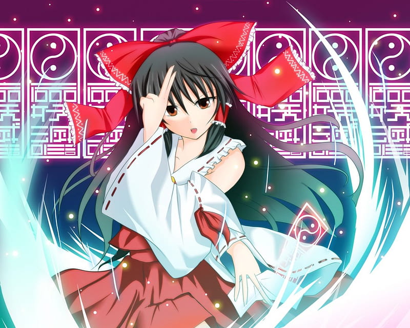 Hakurei Reimu, female, ribbon, magic, sexy, cute, talisman, girl, anime,  touhou, HD wallpaper | Peakpx