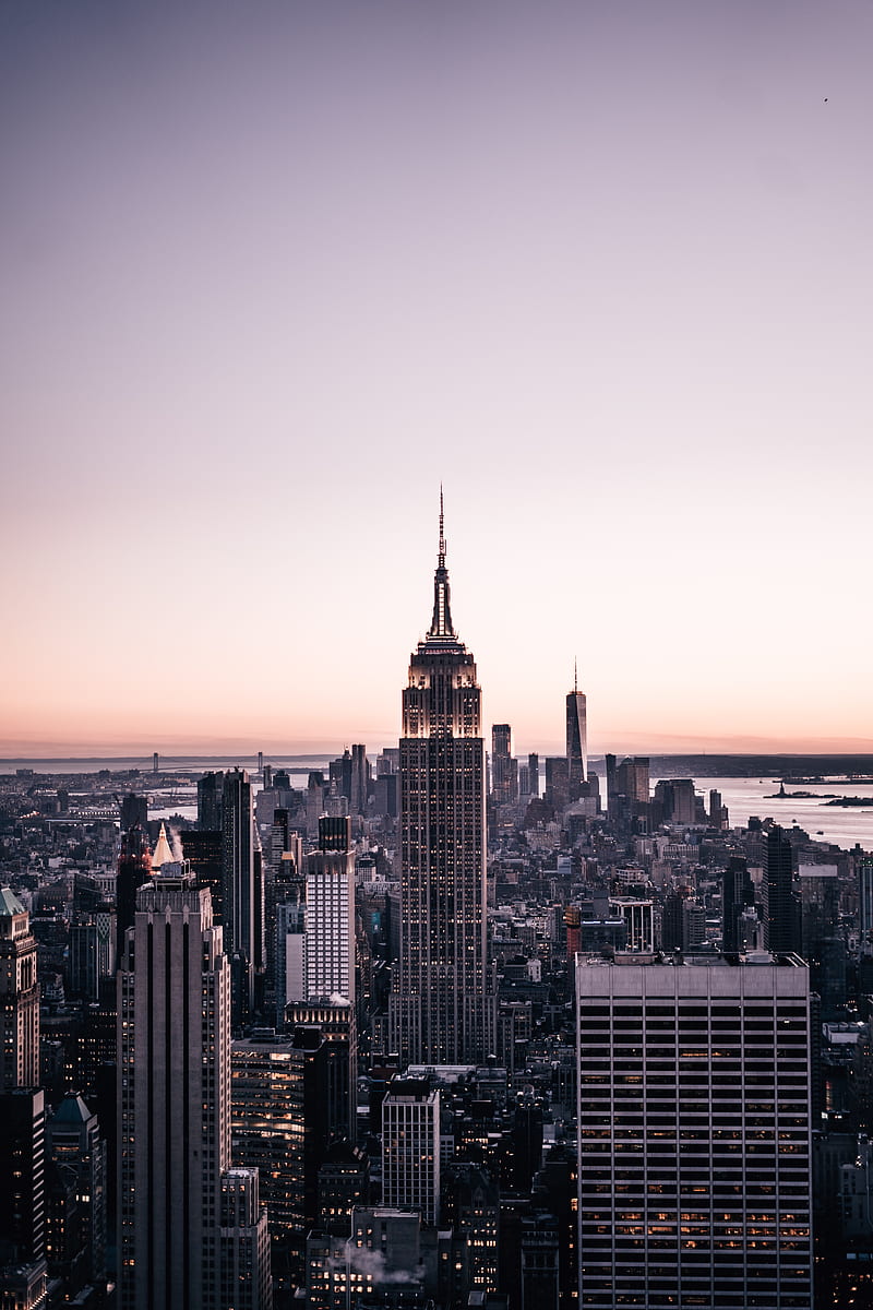 city, buildings, aerial view, architecture, metropolis, new york, HD phone wallpaper